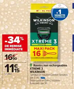 Carrefour XTREME 3 WILKINSON Rasoirs non rechargeables offre