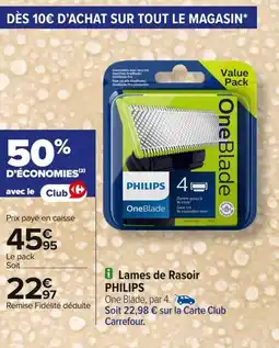 Carrefour PHILIPS Lames de Rasoir offre