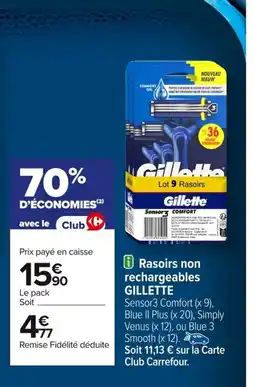 Carrefour GILLETTE Rasoirs non rechargeables offre