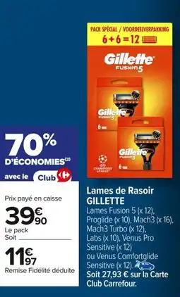Carrefour GILLETTE Lames de Rasoir offre