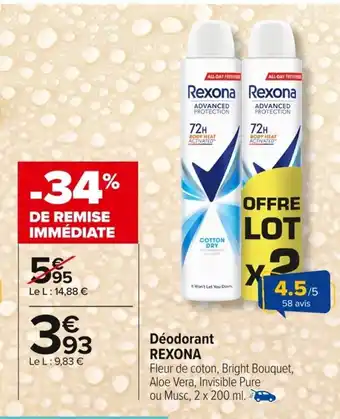 Carrefour REXONA Déodorant offre