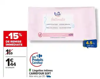 Carrefour CARREFOUR SOFT Lingettes intimes offre