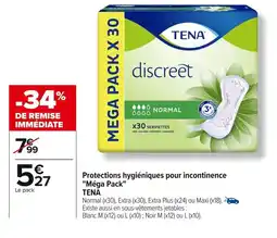 Carrefour TENA Protections hygiéniques pour incontinence Mega Pack offre