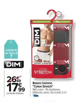 Carrefour DIM Boxers homme Coton Stretch offre