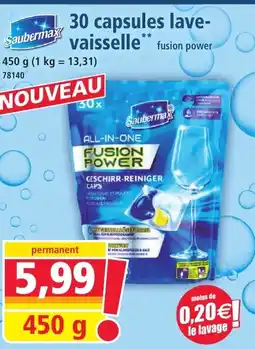 Norma SAUBERMAX 30 capsules lave-vaisselle offre