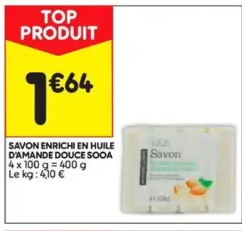 Leader Price Savon enrichi en huile d'amande douche sooa offre