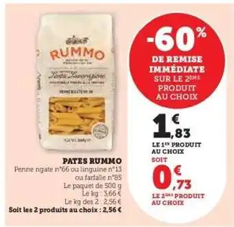 Hyper U Pâtes Rummo offre