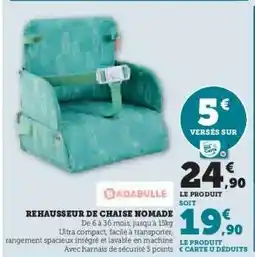 Hyper U REHAUSSEUR DE CHAISE NOMADE offre