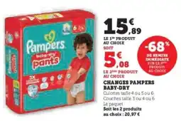 Hyper U CHANGES PAMPERS BABY-DRY offre