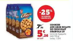 Hyper U Cookies Aux Gros Éclats De Chocolat Granola Lu offre