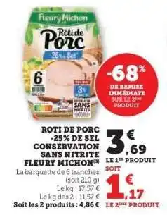 Hyper U Rôti de Porc -25% de Sel Fleury Michon offre
