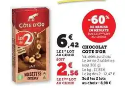 Hyper U CHOCOLAT CÔTE D'OR offre