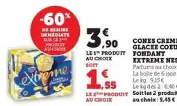 Hyper U Cones Crème Glacée Coeur Fondant Extrême offre