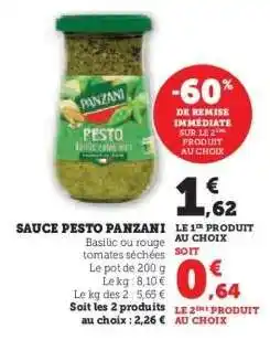 Hyper U Sauce Pesto Panzani offre
