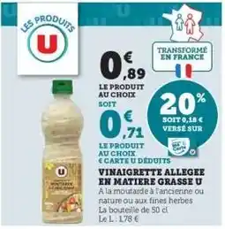 Hyper U Vinaigrette Allégée en Matière Grasse U offre