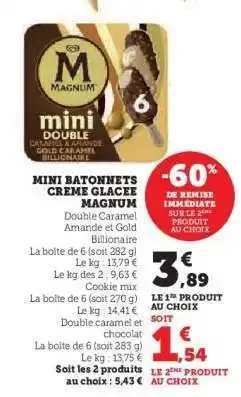 Hyper U Mini Bâtonnets Crème Glacée Magnum offre