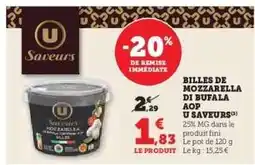 Super U Billes de Mozzarella di Bufala AOP U Saveurs offre