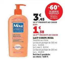 Super U Lait Corps Mixa offre