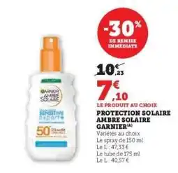 Super U PROTECTION SOLAIRE AMBRE SOLAIRE GARNIER offre