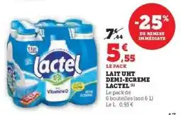 Super U Lait UHT Demi-Écrémé Lactel offre