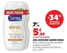 Super U GEL DOUCHE SANEX ZERO% offre