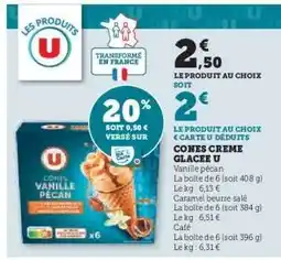 Super U Cones Crème Glacée U offre
