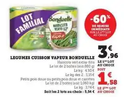 Super U Légumes Cuisson Vapeur Bonduelle offre