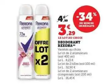 Super U DEODORANT REXONA offre