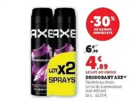 Super U DÉODORANT AXE offre