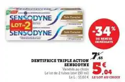 Super U Dentifrice Triple Action Sensodyne offre