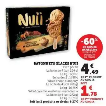 Super U Bâtonnets glacés Nuii offre