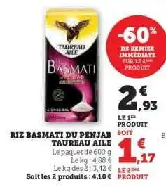 Super U Riz Basmati Du Penjab Taureau Ailé offre