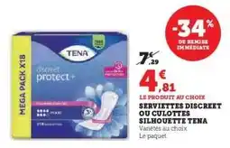 Super U Serviettes Discreet ou Culottes Silhouette TENA offre