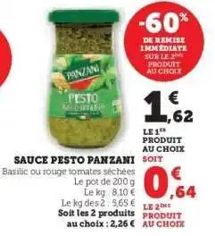 Super U Sauce Pesto Panzani offre