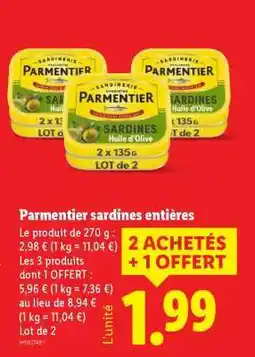 Lidl PARMENTIER SARDINES ENTIÈRES offre