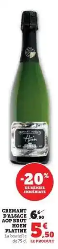 Super U CREMANT D'ALSACE AOP BRUT HOEN PLATINE offre
