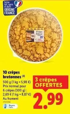 Lidl 10 crêpes Bretonnes offre