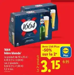Lidl 1664 BIÈRE BLONDE offre
