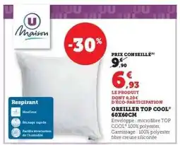 Super U OREILLER TOP COOL 60X60CM offre