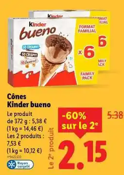 Lidl Cônes Kinder bueno offre