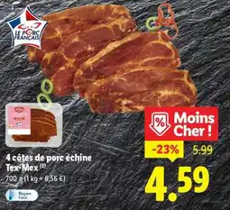 Lidl 4 côtes de porc échine Tex Mex offre