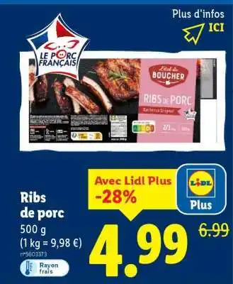 Lidl Ribs de porc offre