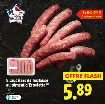 Lidl 8 saucisses de Toulouse au piment d'espelette offre