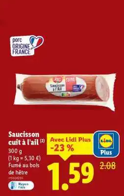 Lidl SAUCISSON CUIT À L’AIL offre