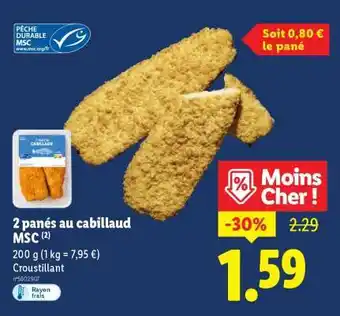 Lidl 2 panés au cabillaud MSC offre
