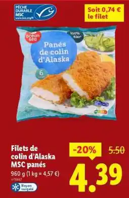 Lidl Filets de colin d’Alaska MSC panés offre