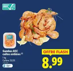 Lidl Gambas ASC cuites entières offre