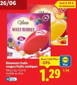 Lidl Bâtonnets fruits rouges/fruits exotiques offre