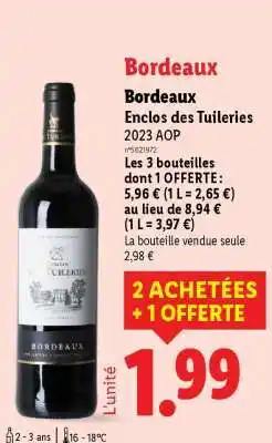 Lidl Bordeaux Enclos des Tuileries 2023 AOP offre