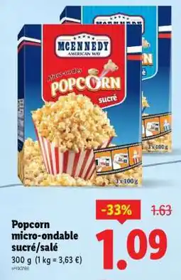 Popcorn micro-ondable sucré/salé